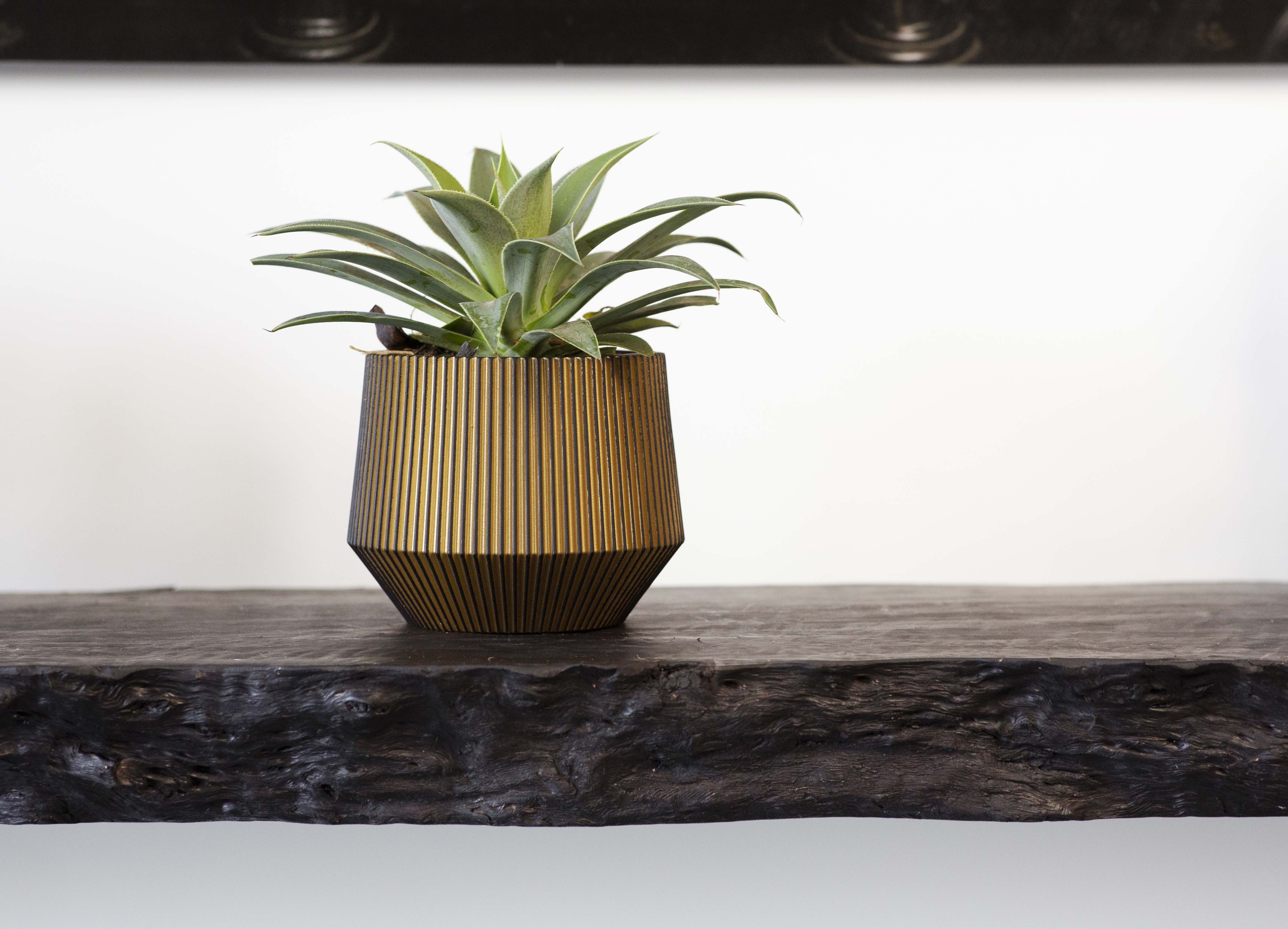 Vaas Cilinder Geo Groove Zwart Goud Vaas Cilinder Geo Groove Zwart Goud