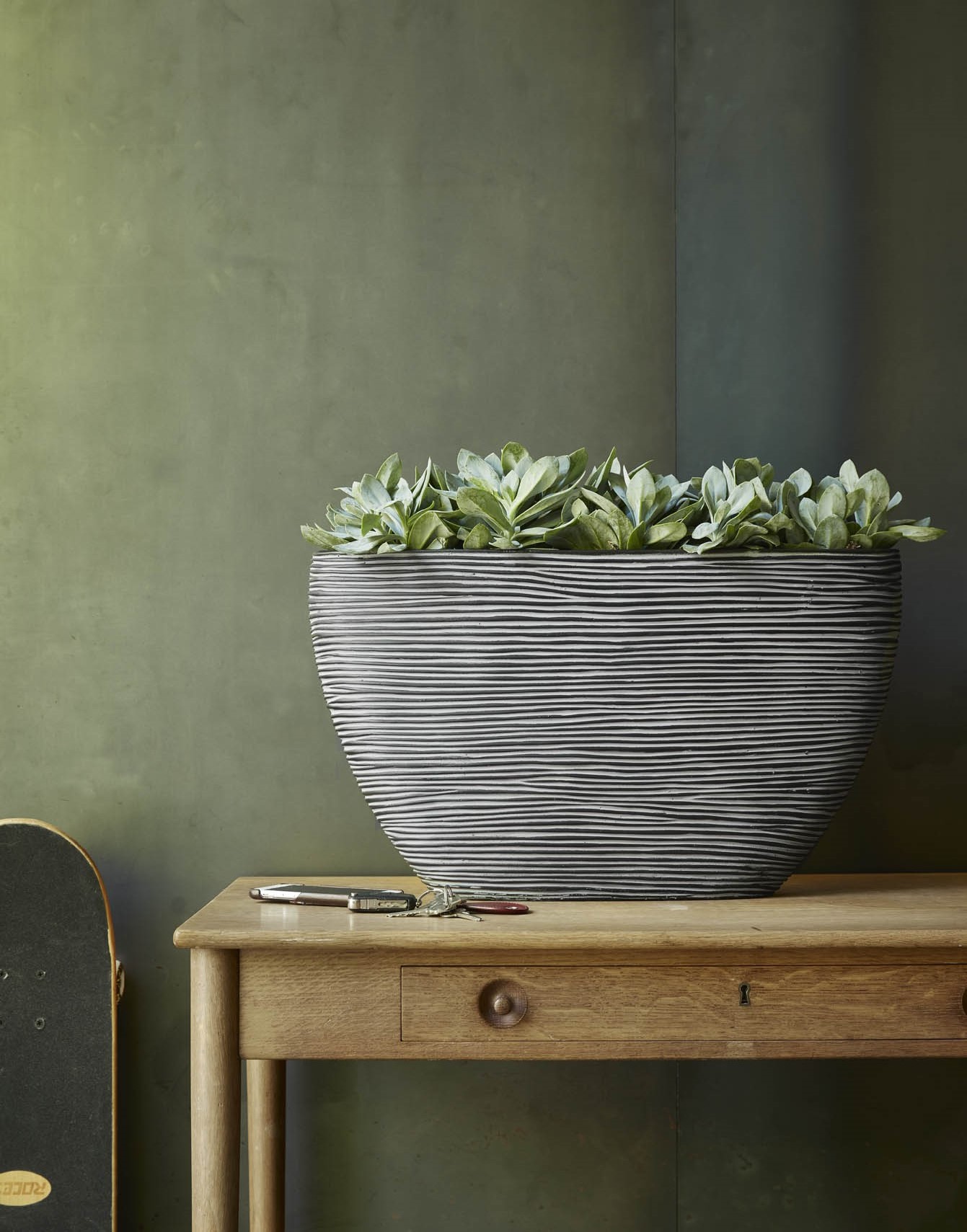 Pot Ovaal Rib Antraciet