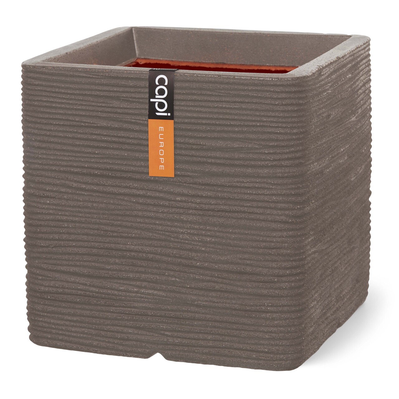 Pot vierkant Rib NL warm taupe