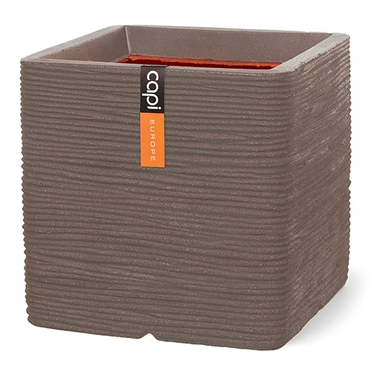 Planter Square Rib Warm taupe