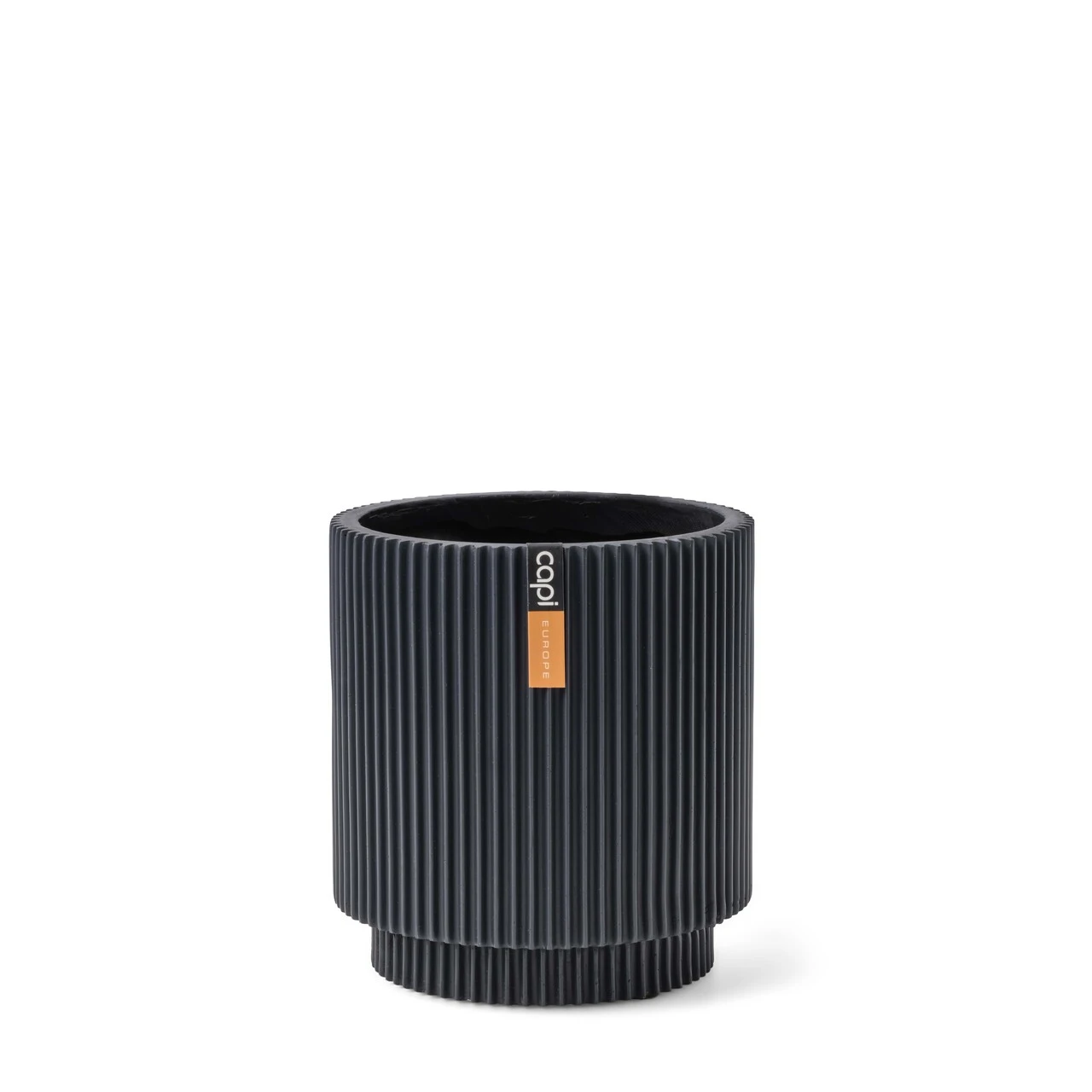 Indoor Groove Vase Cylinder Graphite Grey