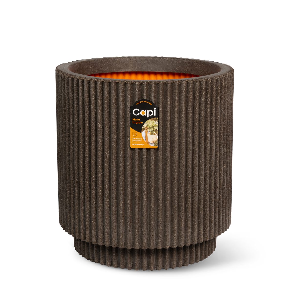 Vase Cylinder Groove Dark brown