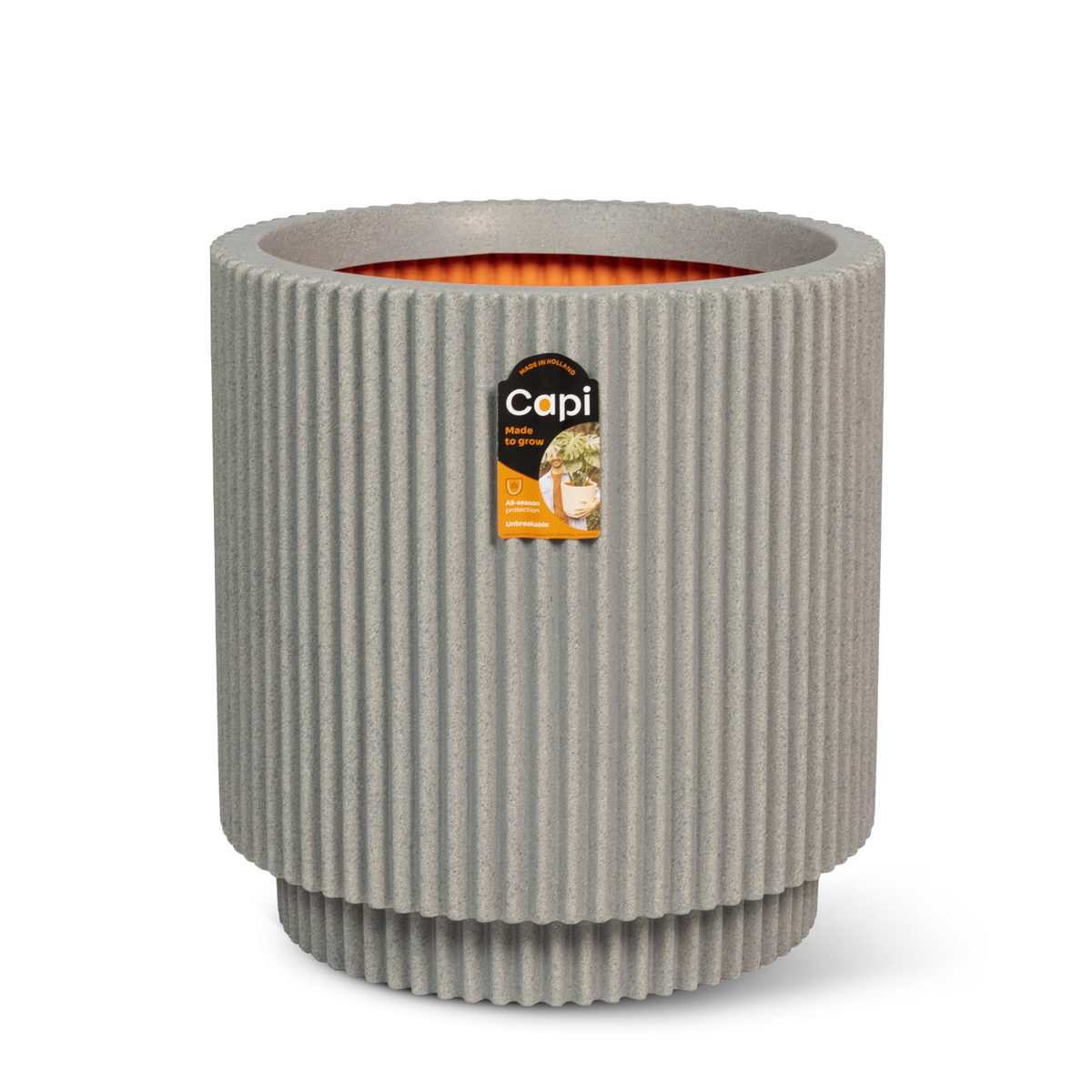 Vase Cylinder Groove Concrete
