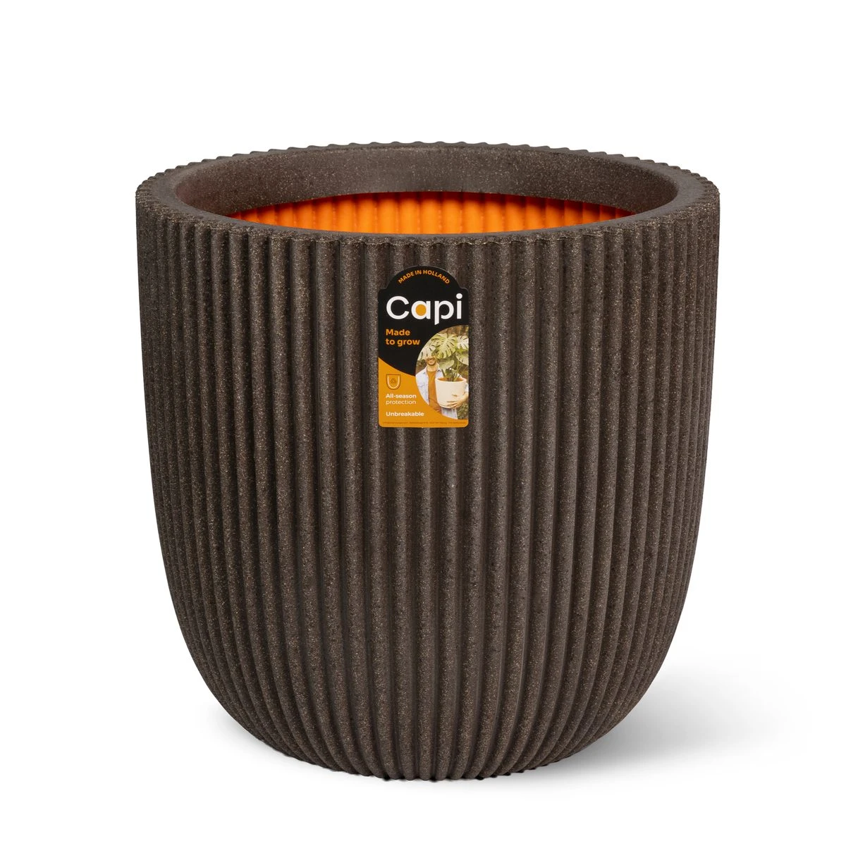 Planter ball Groove Dark brown